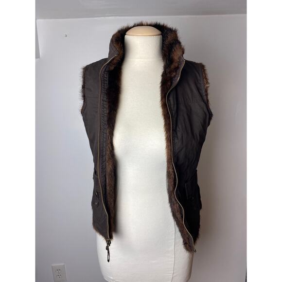 Unbranded Faux Fur Women's Reversible Vest Size Small 2 Pocket Dark Brown - Picture 5 of 11